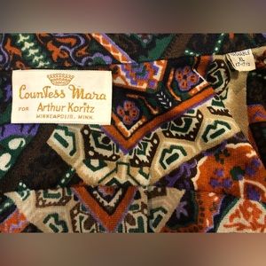 Retro vintage Countess Mara rad long sleeve pointy collar button down 17 /17.5